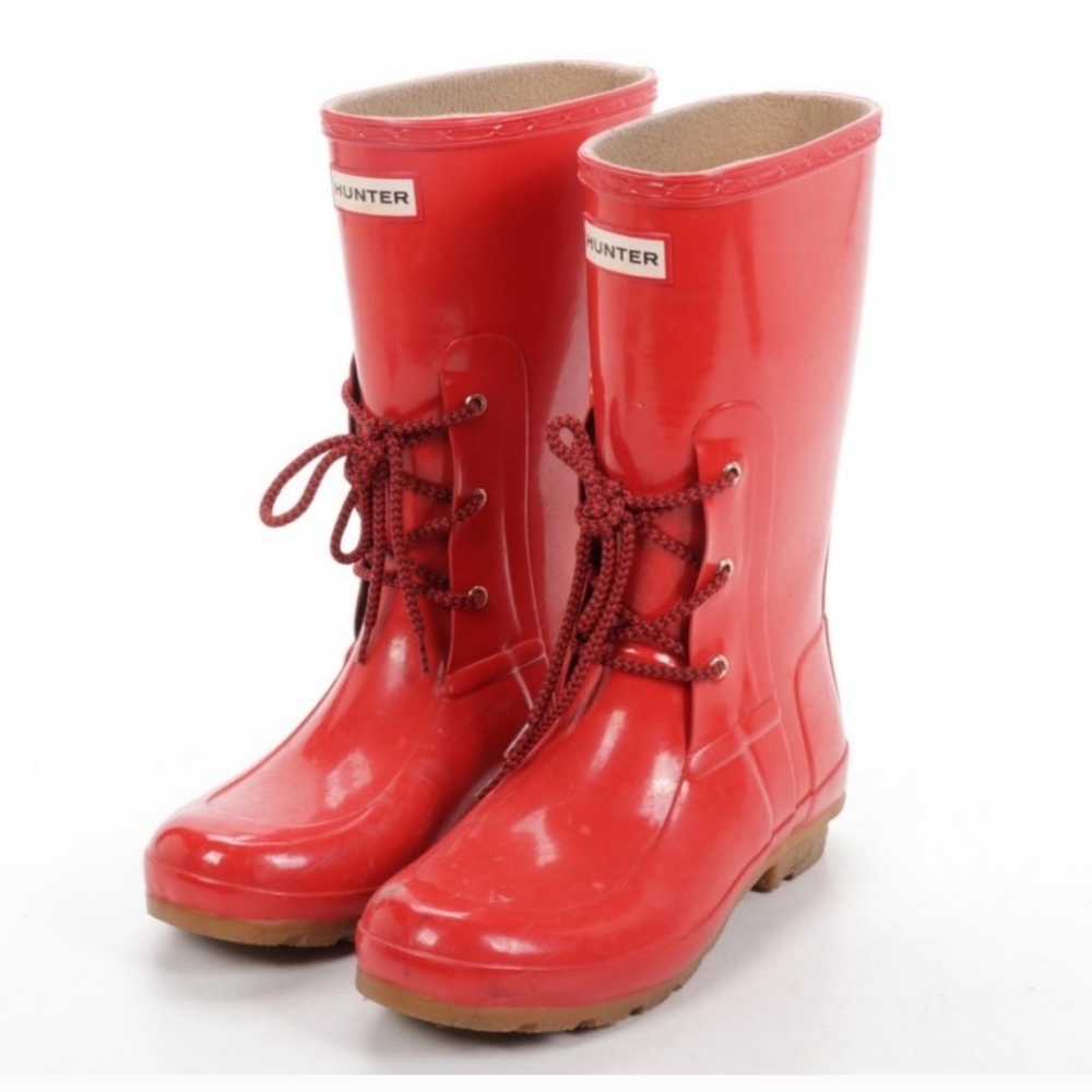 Hunter Ackley Red Shiny Mid Calf Boots EU 42